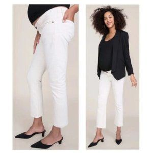 HATCH X CURRENT/ELLIOTT kick flare crop maternity jeans in kyte